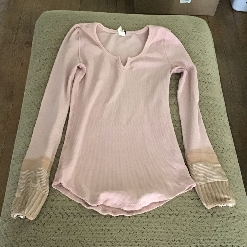 We The Free Blush and Beige Long Sleeve Blouse